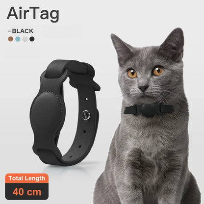 Collier pour Animaux avec Porte-Airtag - Collier en Cuir Réglable pour Chien et Chat avec Protection Anti-Perte