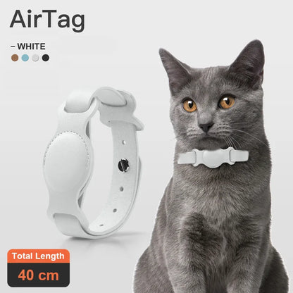 Collier pour Animaux avec Porte-Airtag - Collier en Cuir Réglable pour Chien et Chat avec Protection Anti-Perte